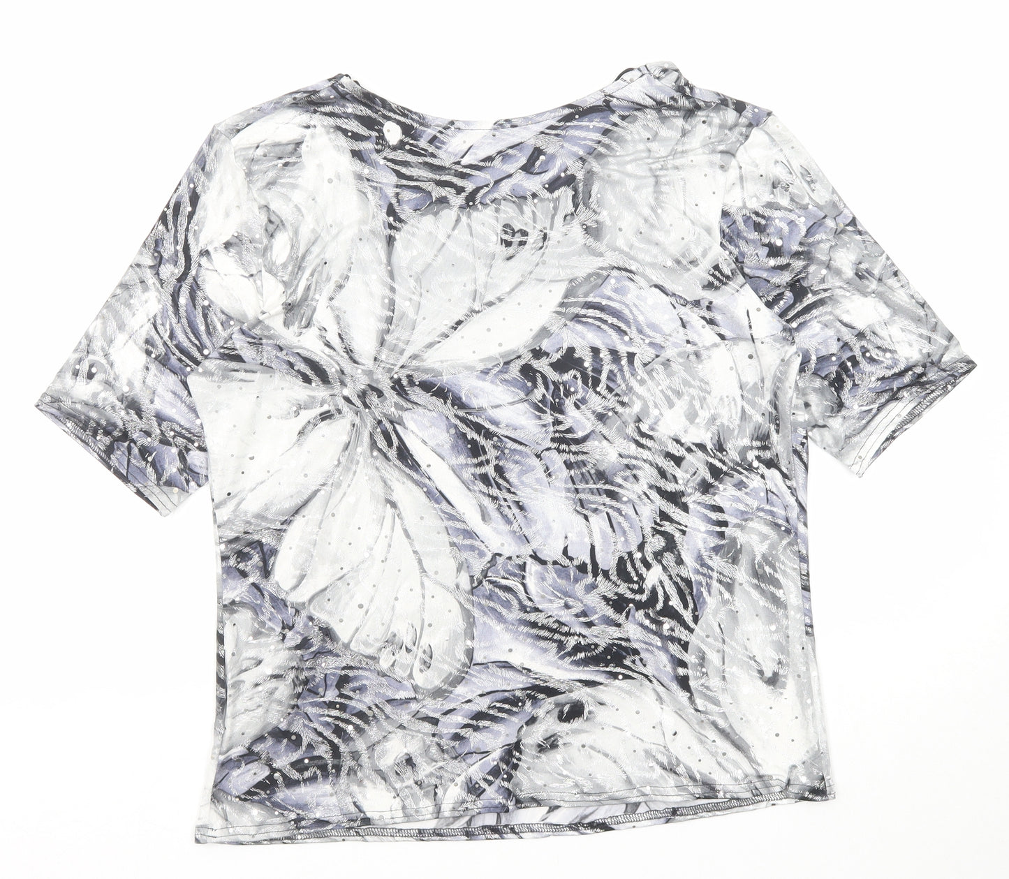 Kate Lilly Womens Multicoloured Geometric Polyester Basic T-Shirt Size 14 Round Neck