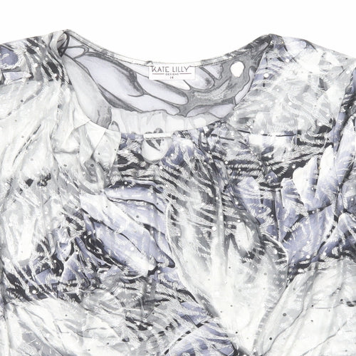 Kate Lilly Womens Multicoloured Geometric Polyester Basic T-Shirt Size 14 Round Neck