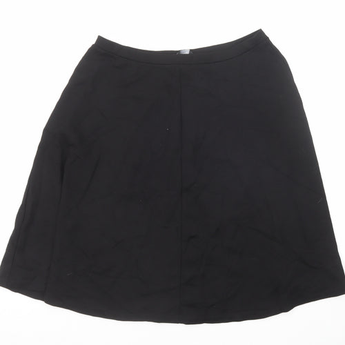 Dorothy Perkins Womens Black Viscose Swing Skirt Size 14