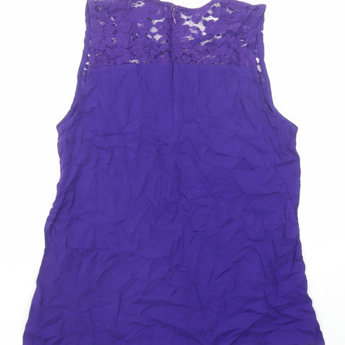 Aurora Womens Purple Viscose Basic Tank Size M Round Neck