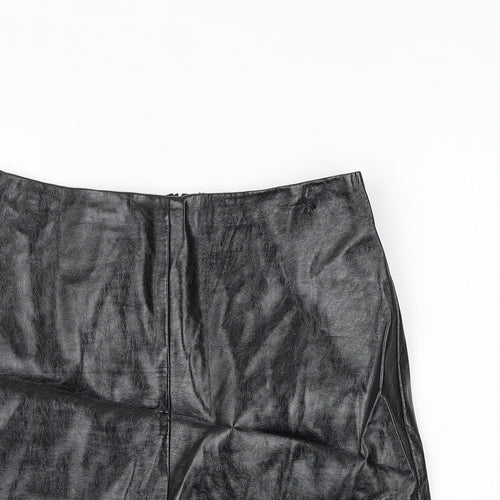 Marks and Spencer Womens Black Polyurethane A-Line Skirt Size 8 Zip