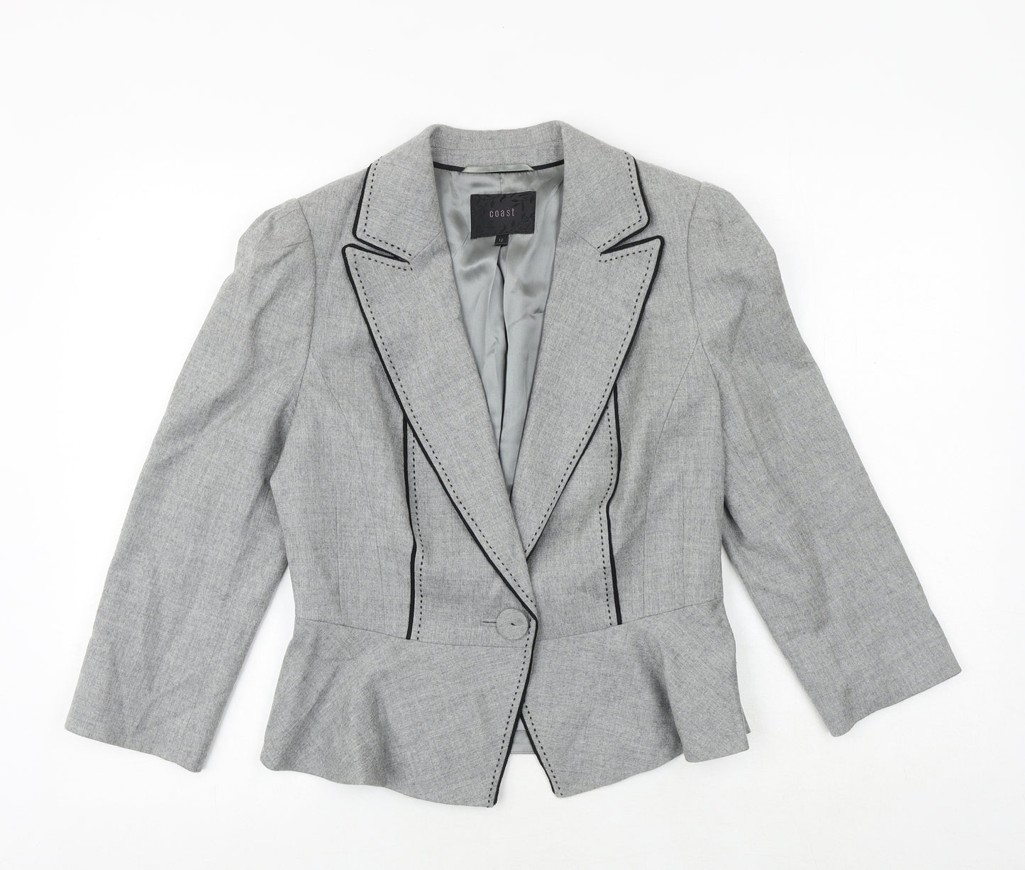 Coast Womens Grey Jacket Blazer Size 12 Button