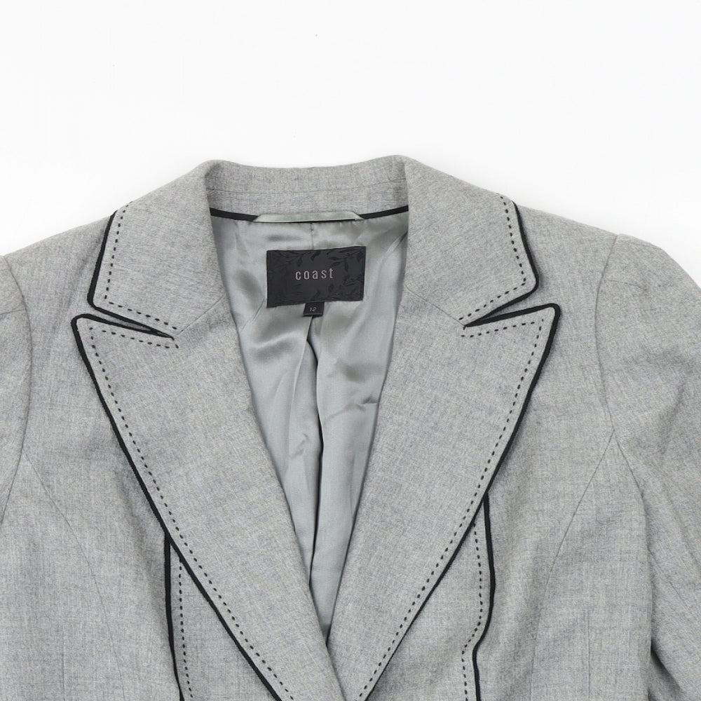 Coast Womens Grey Jacket Blazer Size 12 Button