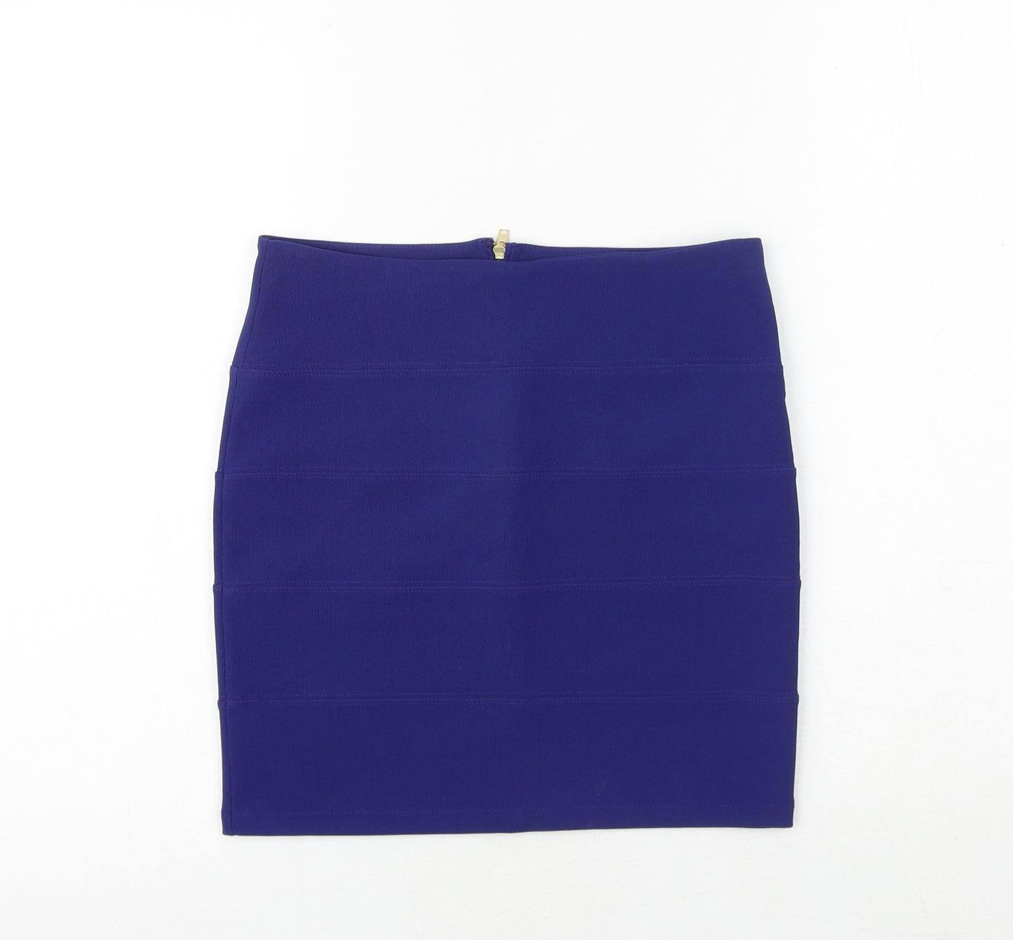 Topshop Womens Blue Polyester Bandage Skirt Size 10 Zip