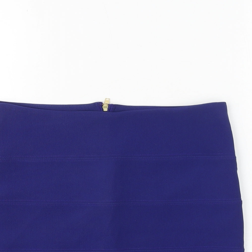 Topshop Womens Blue Polyester Bandage Skirt Size 10 Zip