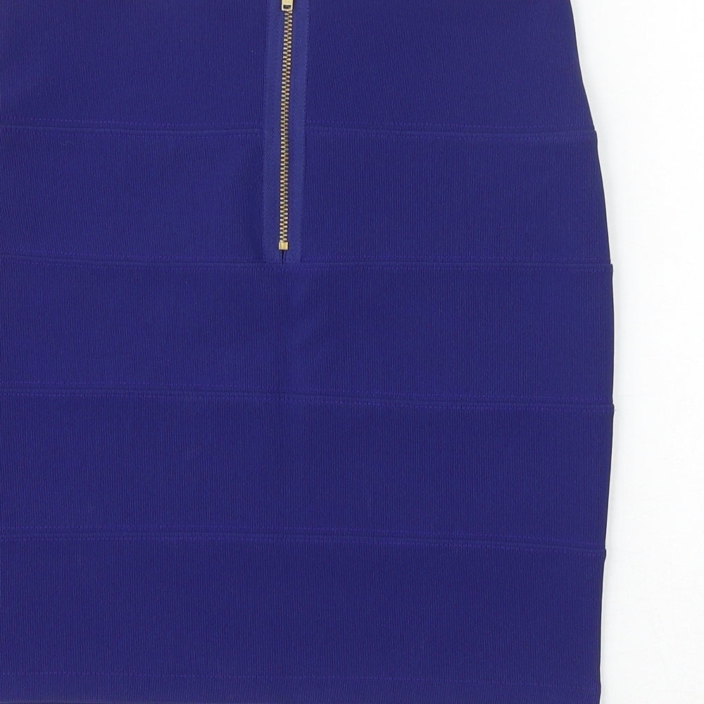 Topshop Womens Blue Polyester Bandage Skirt Size 10 Zip