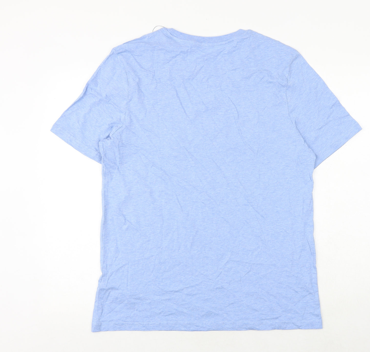 Marks and Spencer Mens Blue Cotton T-Shirt Size L Round Neck