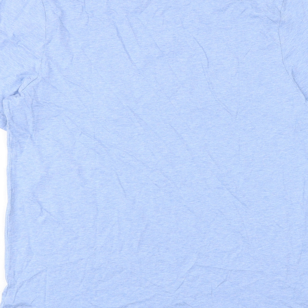 Marks and Spencer Mens Blue Cotton T-Shirt Size L Round Neck