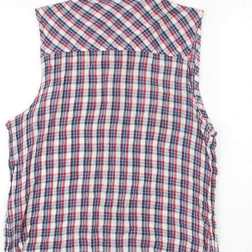FOREVER 21 Womens Multicoloured Plaid 100% Cotton Basic Button-Up Size L Collared