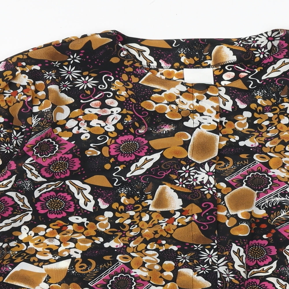 Canada Womens Multicoloured Floral Polyester Basic Button-Up Size 16 Round Neck