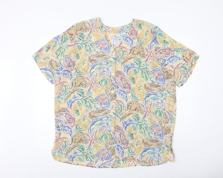Debenhams Womens Multicoloured Geometric Polyester Basic Button-Up Size 16 V-Neck
