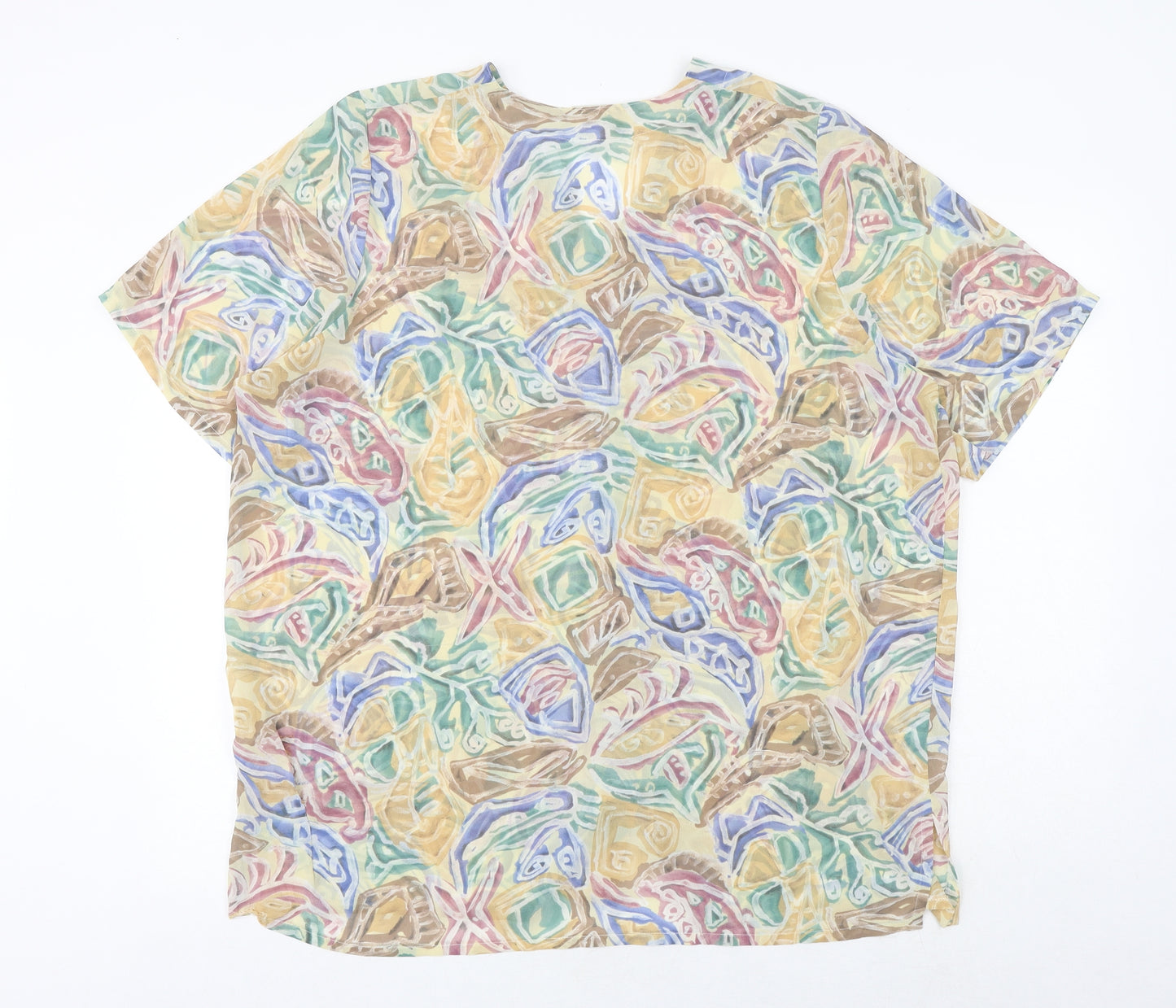 Debenhams Womens Multicoloured Geometric Polyester Basic Button-Up Size 16 V-Neck