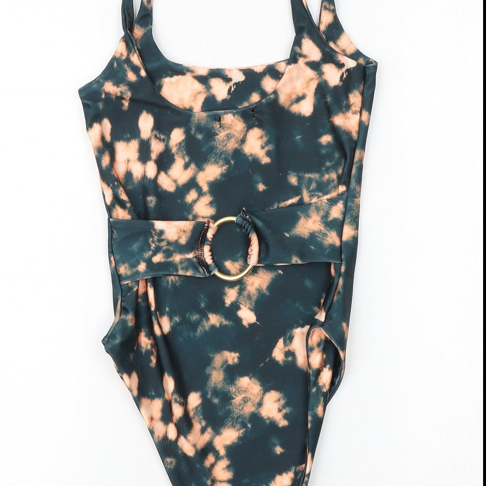 Boohoo Womens Green Tie Dye Polyester One Piece Size 6