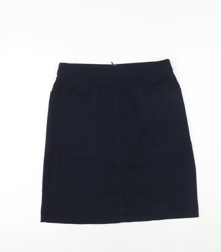 NEXT Womens Blue Polyester A-Line Skirt Size 6 Zip
