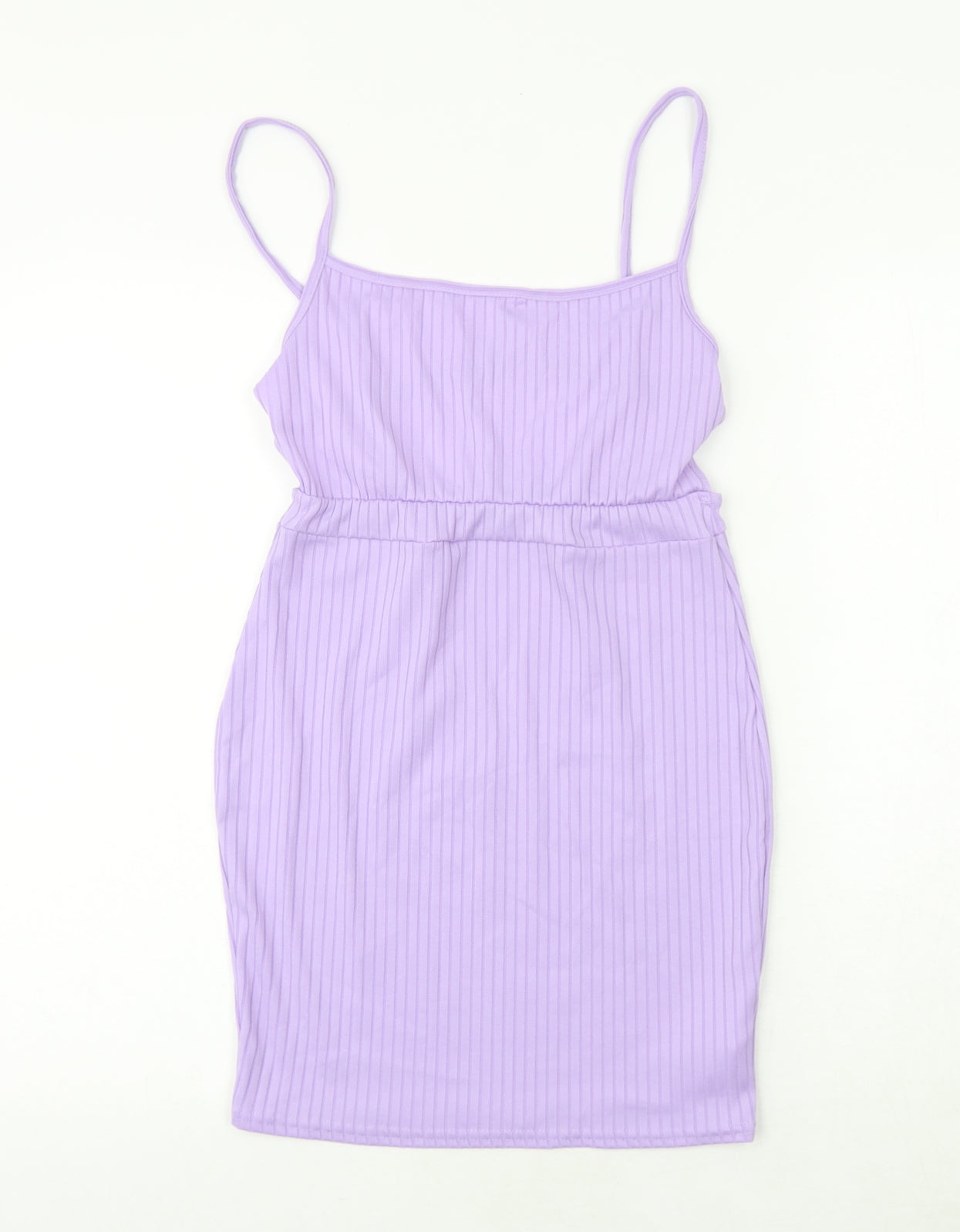 PRETTYLITTLETHING Womens Purple Polyester Slip Dress Size 8 Round Neck Pullover
