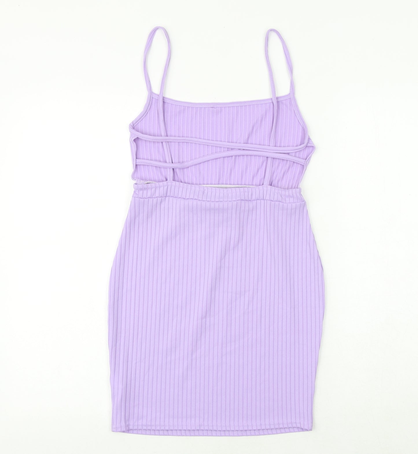 PRETTYLITTLETHING Womens Purple Polyester Slip Dress Size 8 Round Neck Pullover