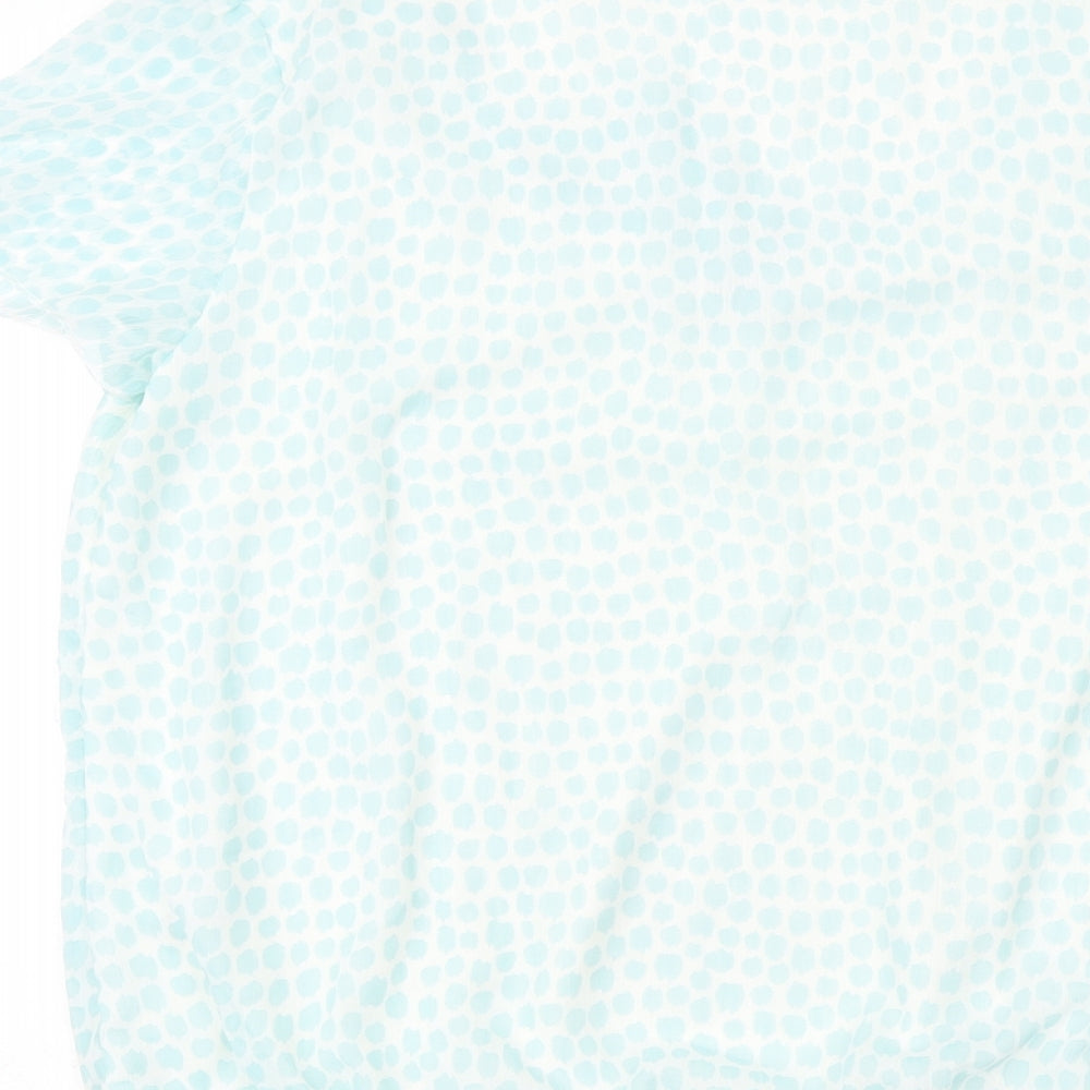 Bonmarché Womens Blue Geometric Polyester Basic T-Shirt Size 16 Round Neck
