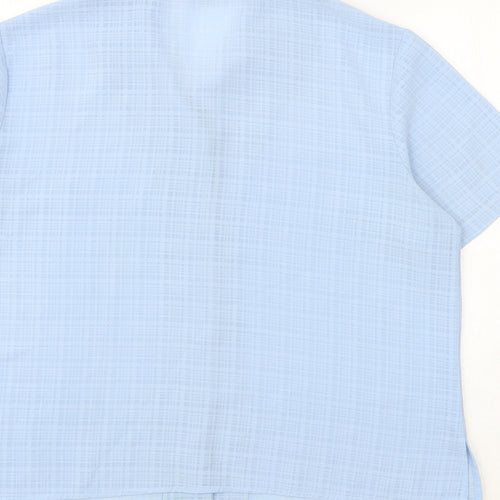 Berkertex Womens Blue Plaid Polyester Basic Button-Up Size 16 Collared