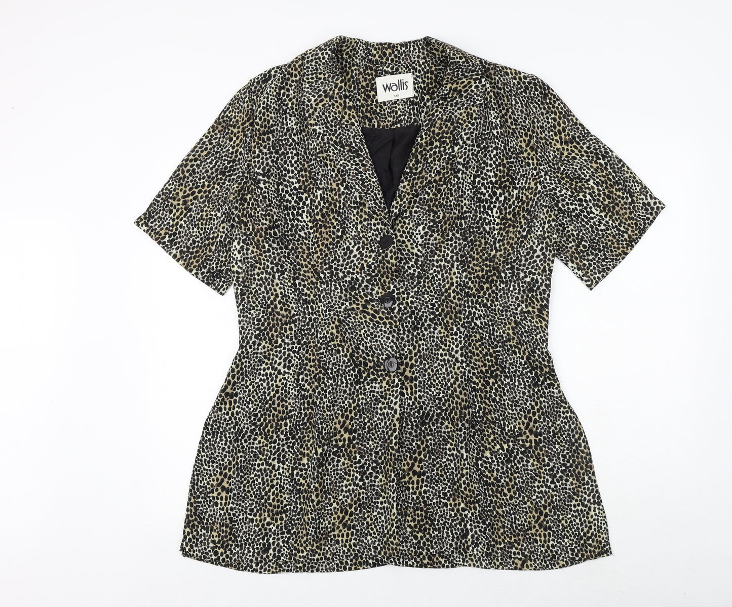 Wallis Womens Brown Animal Print Polyester Basic Button-Up Size 16 Collared - Cheetah Pattern