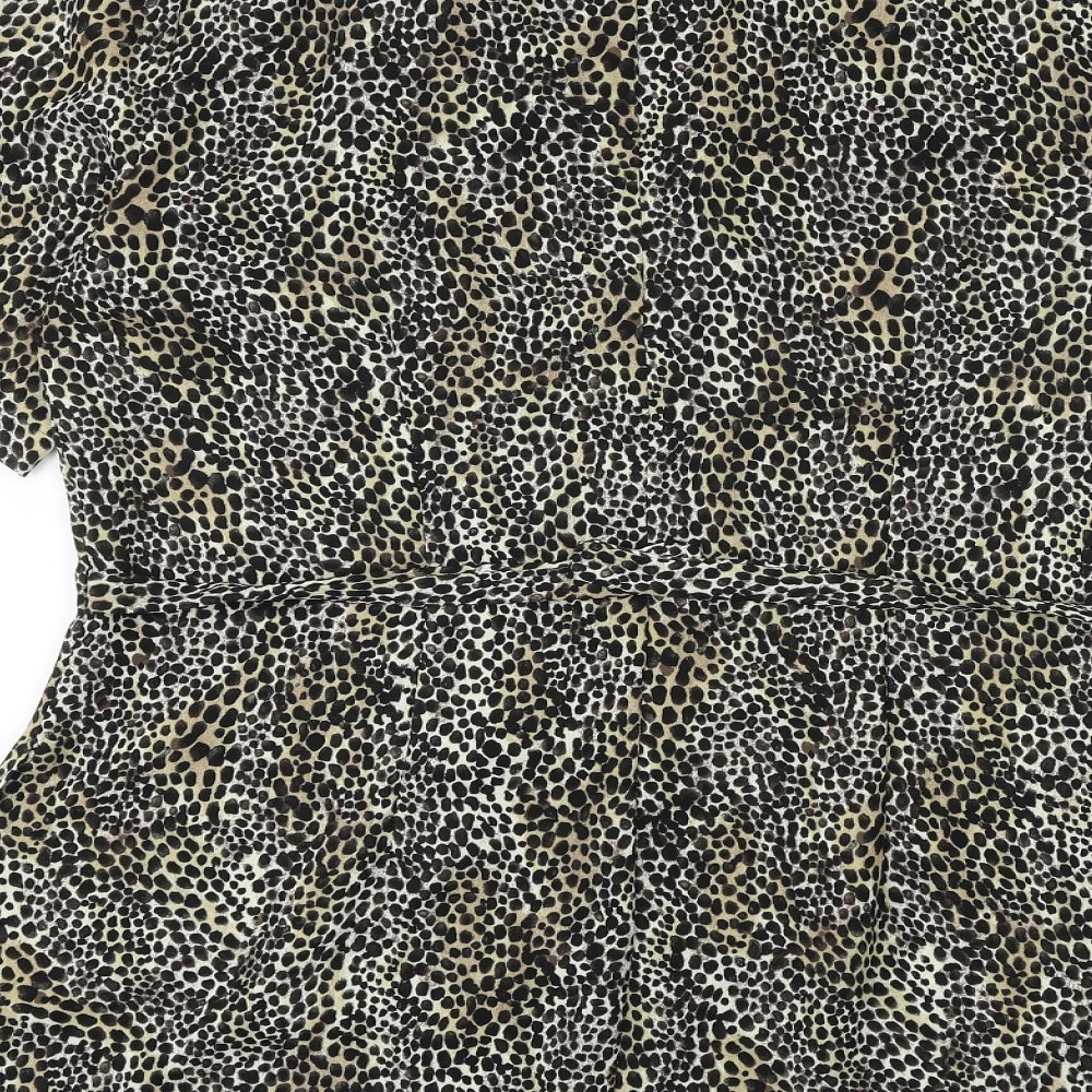 Wallis Womens Brown Animal Print Polyester Basic Button-Up Size 16 Collared - Cheetah Pattern