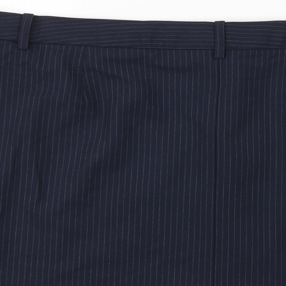 Marks and Spencer Womens Blue Striped Polyester A-Line Skirt Size 22 Zip