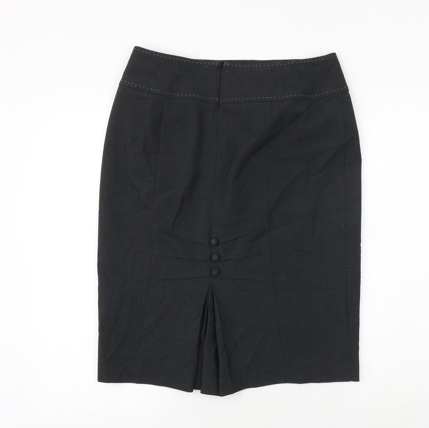 Marks and Spencer Womens Grey Polyester A-Line Skirt Size 12 Zip