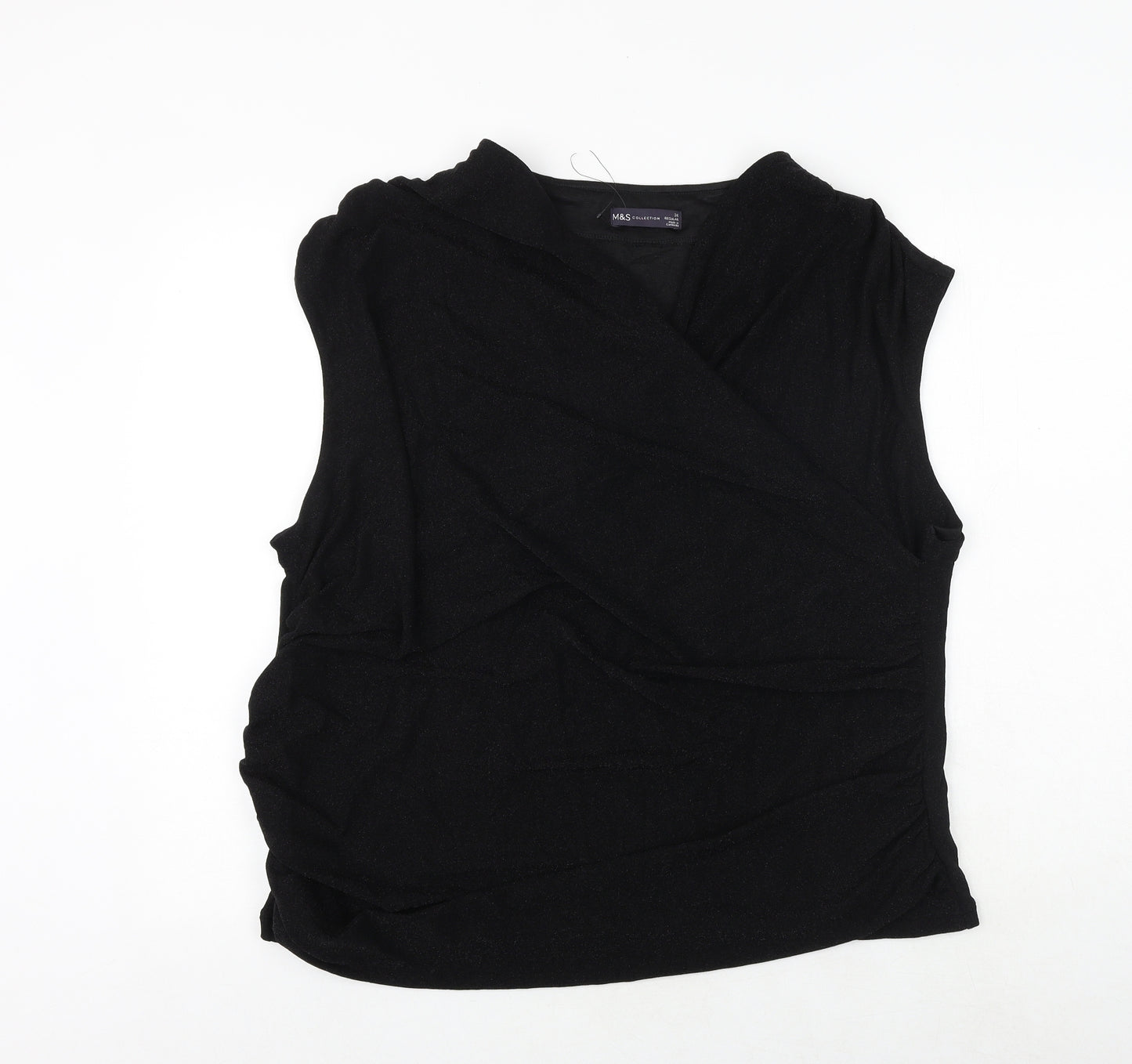 Marks and Spencer Womens Black Polyamide Basic Tank Size 24 V-Neck