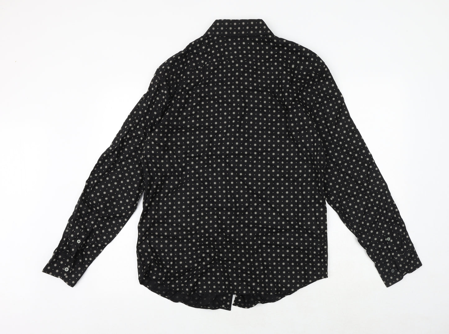 Marks and Spencer Mens Multicoloured Geometric Viscose Button-Up Size M Collared Button