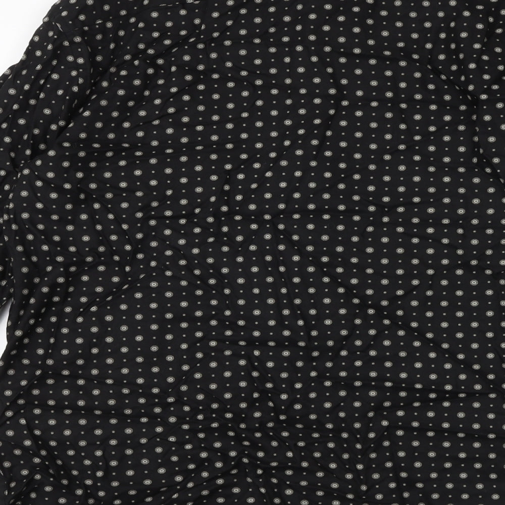 Marks and Spencer Mens Multicoloured Geometric Viscose Button-Up Size M Collared Button