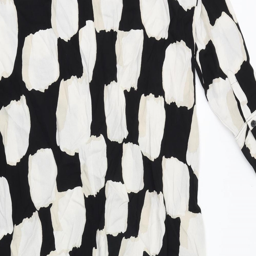 Marks and Spencer Womens Black Geometric Viscose A-Line Size 20 Boat Neck Pullover
