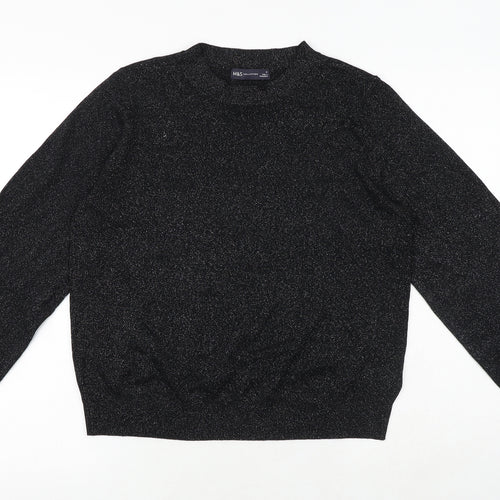 Marks and Spencer Womens Black Round Neck Viscose Pullover Jumper Size M