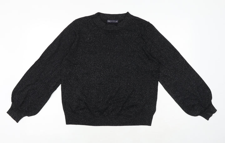 Marks and Spencer Womens Black Round Neck Viscose Pullover Jumper Size M