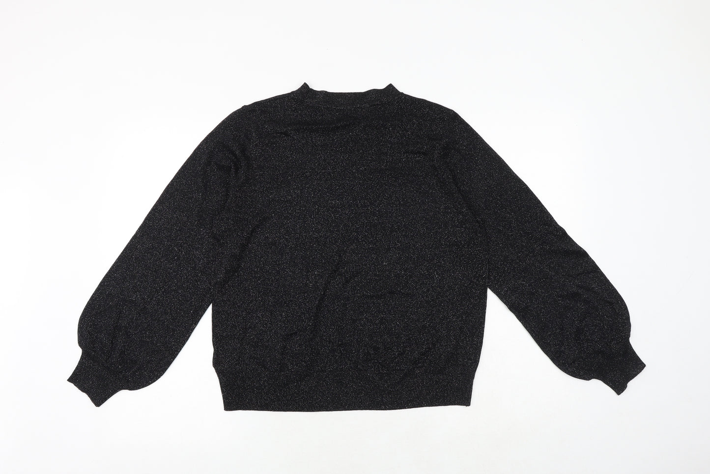 Marks and Spencer Womens Black Round Neck Viscose Pullover Jumper Size M