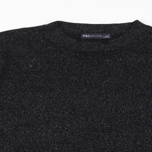 Marks and Spencer Womens Black Round Neck Viscose Pullover Jumper Size M