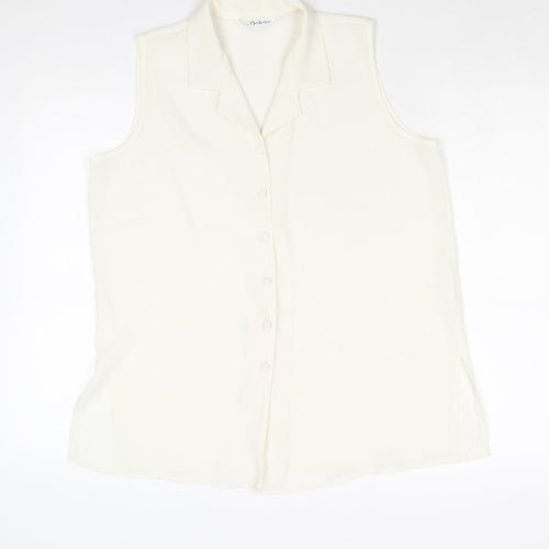 Berkertex Womens Ivory Polyester Basic Button-Up Size 14 Collared
