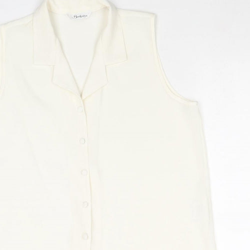 Berkertex Womens Ivory Polyester Basic Button-Up Size 14 Collared