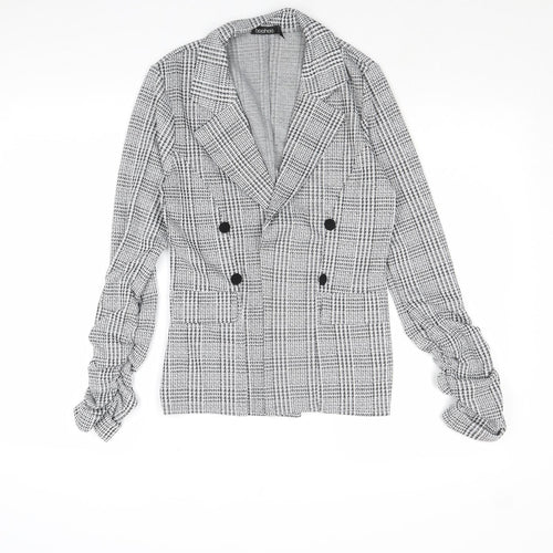 Boohoo Womens Grey Geometric Jacket Blazer Size 10