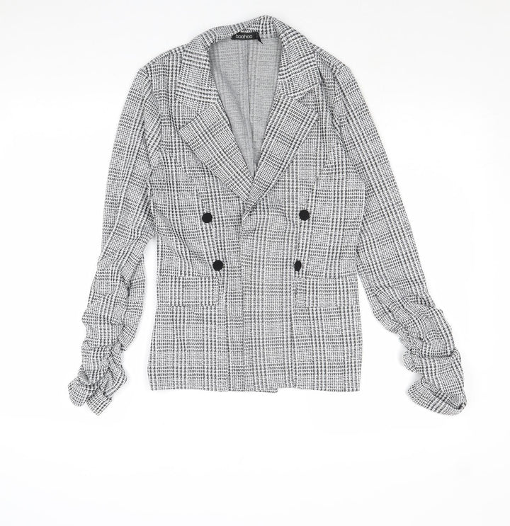 Boohoo Womens Grey Geometric Jacket Blazer Size 10