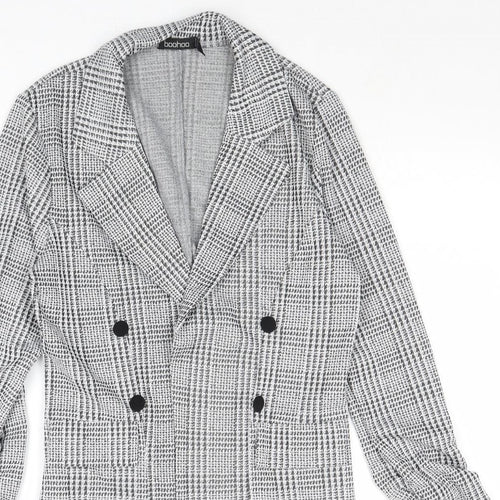 Boohoo Womens Grey Geometric Jacket Blazer Size 10
