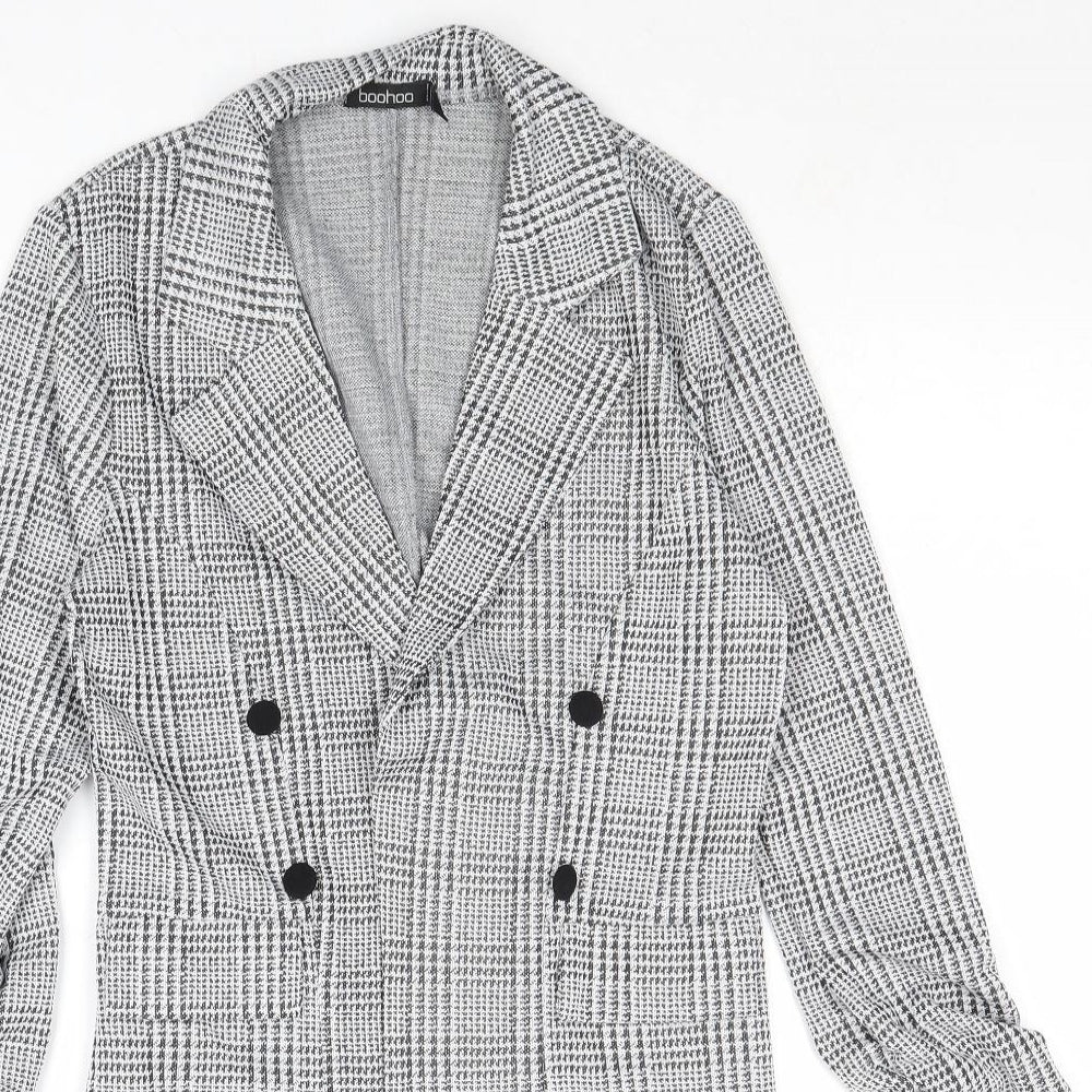 Boohoo Womens Grey Geometric Jacket Blazer Size 10