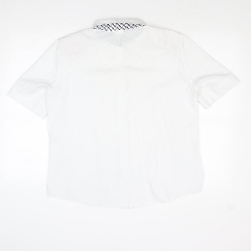 Delmond Womens White Polyester Basic Button-Up Size 16 Collared