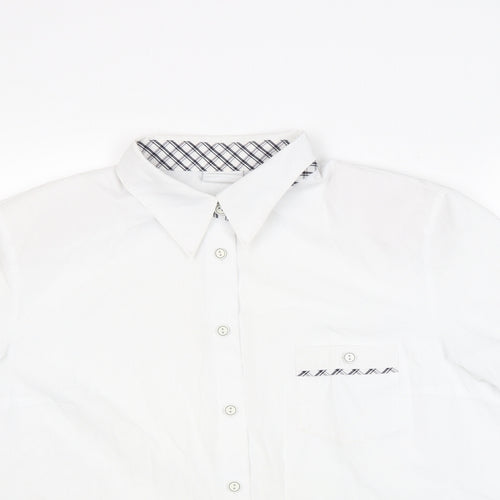 Delmond Womens White Polyester Basic Button-Up Size 16 Collared