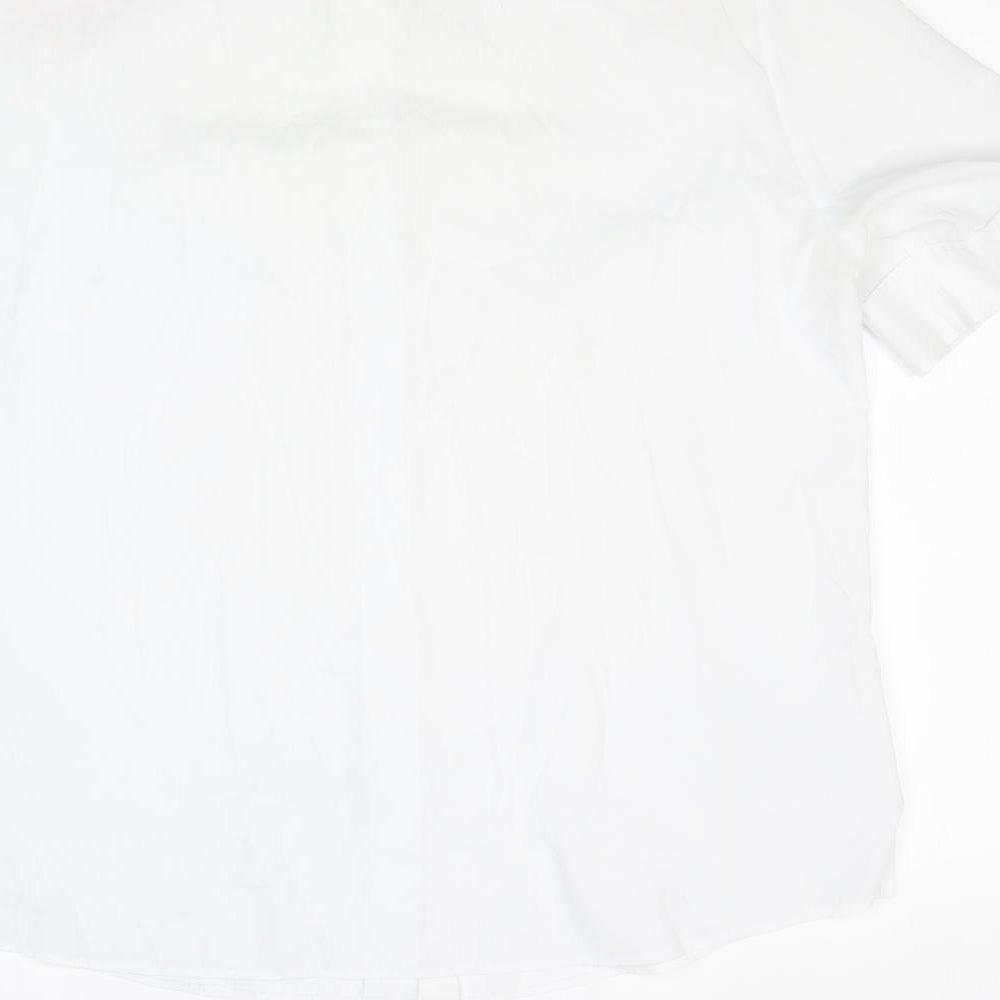 Delmond Womens White Polyester Basic Button-Up Size 16 Collared