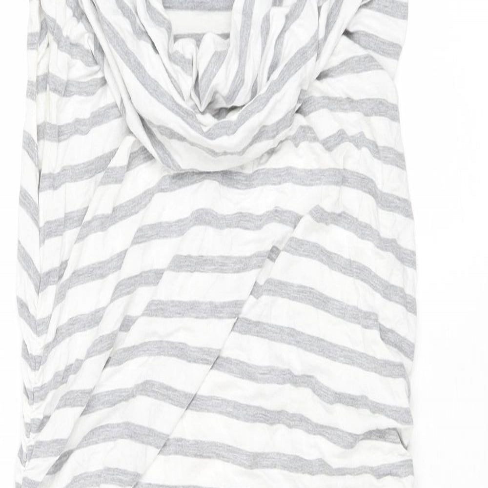 VILA Womens Grey Striped Polyester Shift Size L Cowl Neck Pullover