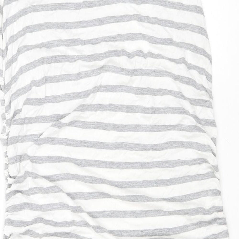 VILA Womens Grey Striped Polyester Shift Size L Cowl Neck Pullover