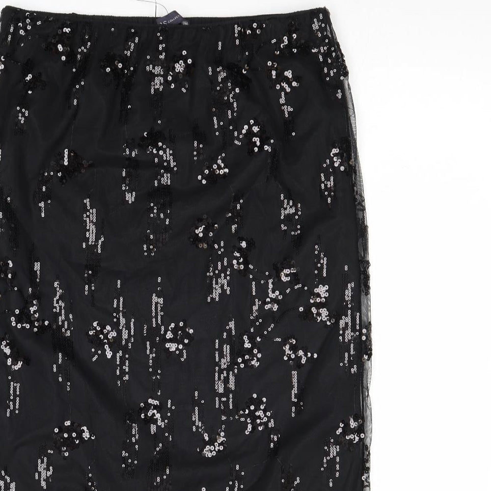 Marks and Spencer Womens Black Geometric Polyester A-Line Skirt Size 12