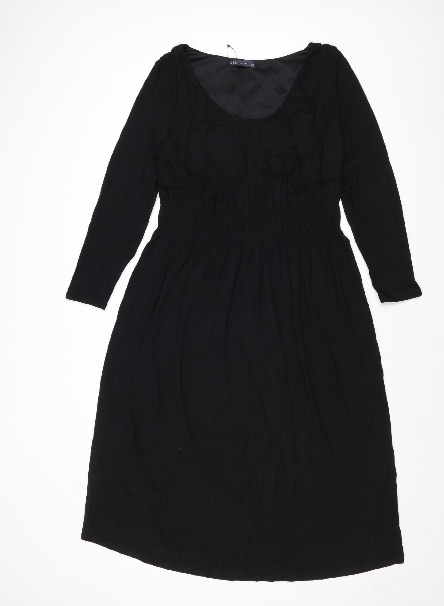 Marks and Spencer Womens Black Viscose Trapeze & Swing Size 16 Round Neck Pullover