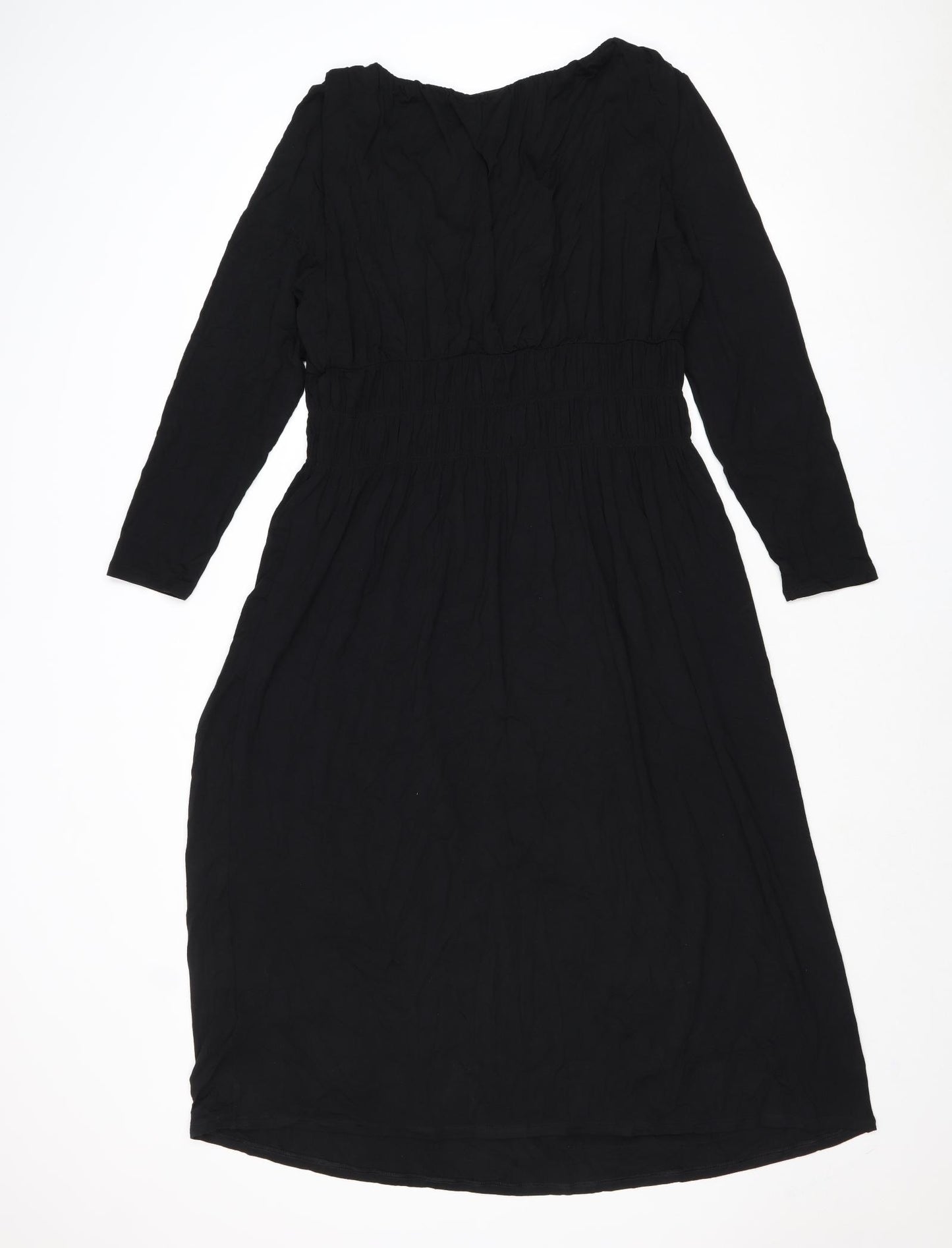 Marks and Spencer Womens Black Viscose Trapeze & Swing Size 16 Round Neck Pullover