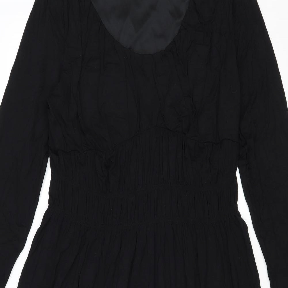 Marks and Spencer Womens Black Viscose Trapeze & Swing Size 16 Round Neck Pullover