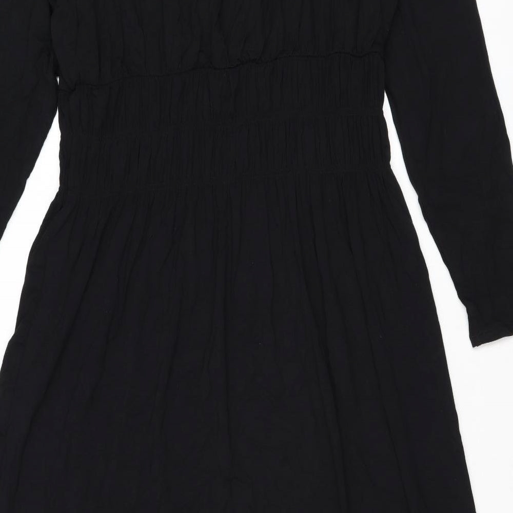 Marks and Spencer Womens Black Viscose Trapeze & Swing Size 16 Round Neck Pullover